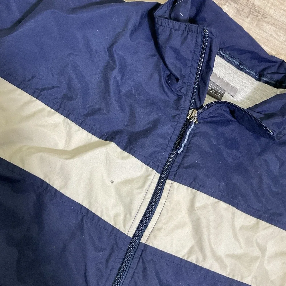 VTG Nike Track Jacket Men's Large Navy White‎ Windbreaker Gray Tag Full Zip Y2K - Picture 4 of 8